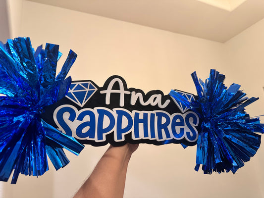 CUSTOM Spirit stick name and mascot 17" wide