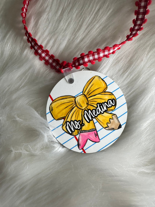 Pencil bow bag tag