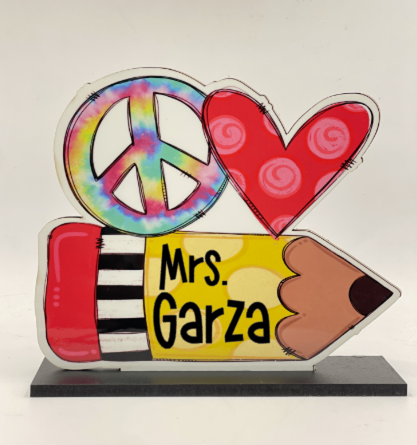 Peace and Love Teacher desk sign