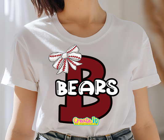 Baseball Bow Initial/name shirt custom