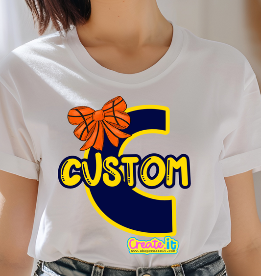 Basketball  Bow Initial/name shirt custom