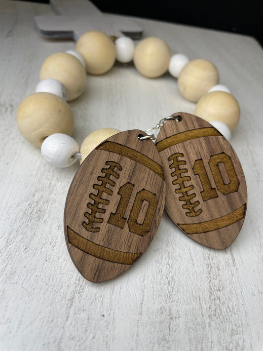 Football wood earrings